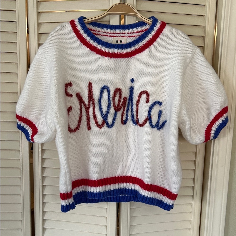 BiBi White Sweater with Red and Blue Details